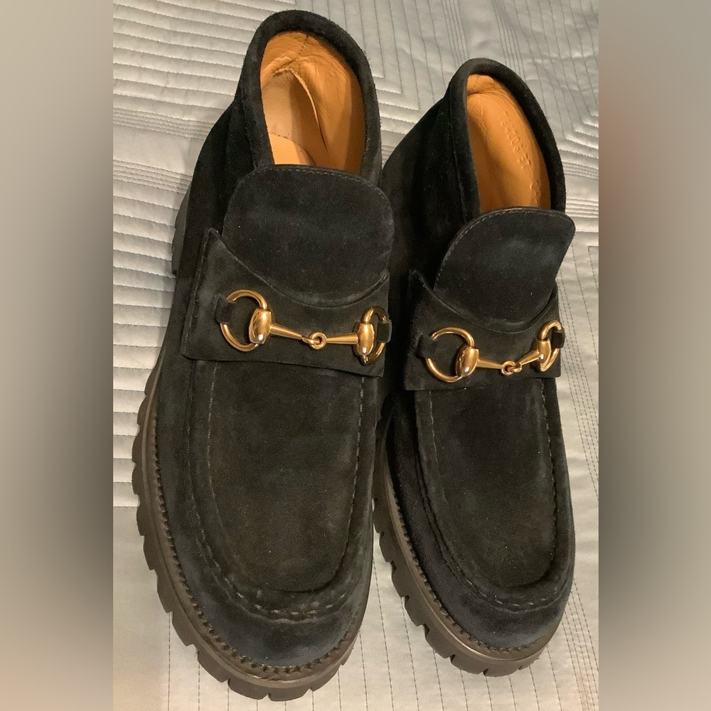 GUCCI Women’s cSuede Horsebit Ankle Boots Size 7 - Picture 5 of 13